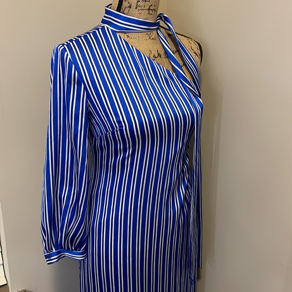 Beautiful 😍🔥💙💙💙 One-shoulder Banana Republic Striped Statement Dress - Picture 7 of 12